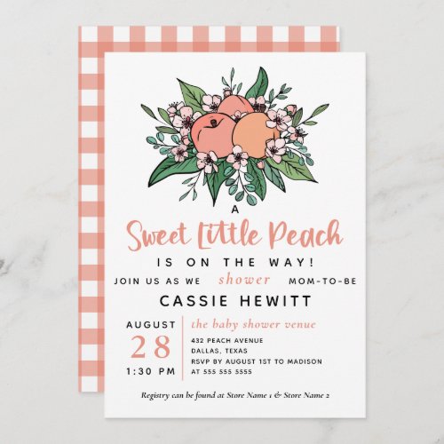 Sweet Little Peach On the Way Baby Shower Invitation