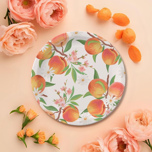 Sweet  Little Peach On The Way Baby Shower Paper Plates (Creator Uploaded)