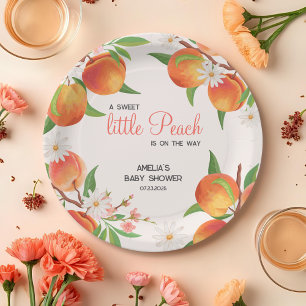 Sweet Little Peach On The Way Baby Shower Paper Plates