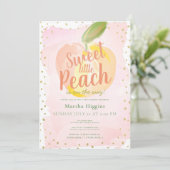 Sweet Little Peach Pink Baby Shower Invitation (Standing Front)