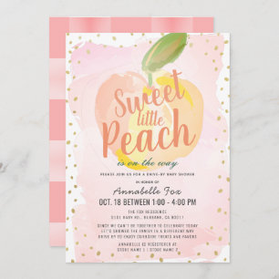 Sweet Little Peach Pink Drive-by Baby Shower Invitation