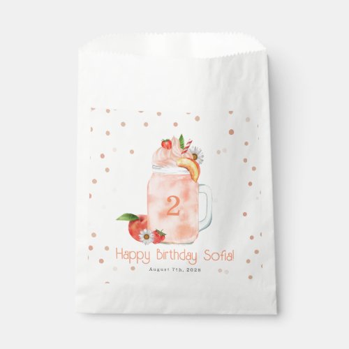 Sweet Little Peach Smoothie 2nd Birthday Party Favor Bag