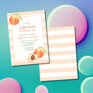 Sweet Little Peach Stripes Girl Birthday Invitation