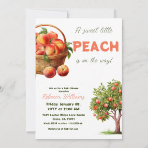 Sweet Little Peach Summer Baby Shower Invitation