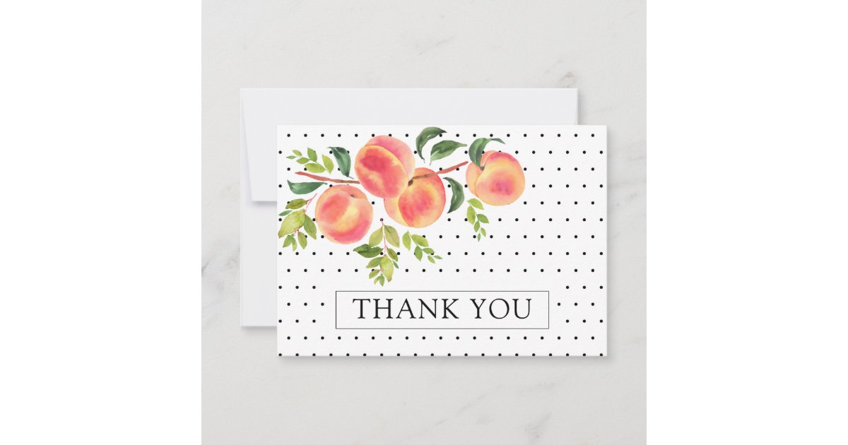 Sweet Little Peach Thank You Note Card | Zazzle