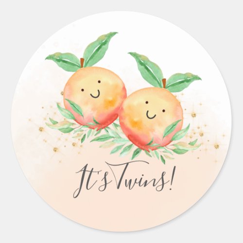 Sweet Little Peaches It Twins Favor Sticker