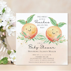 Sweet Little Peaches Twins Baby Shower  Invitation at Zazzle