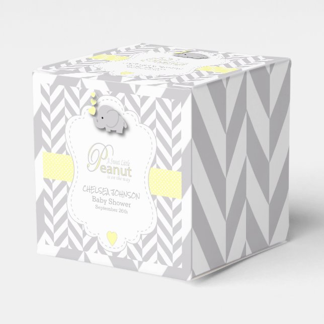 Sweet Little Peanut  Elephant Baby Shower Favor Boxes (Front Side)
