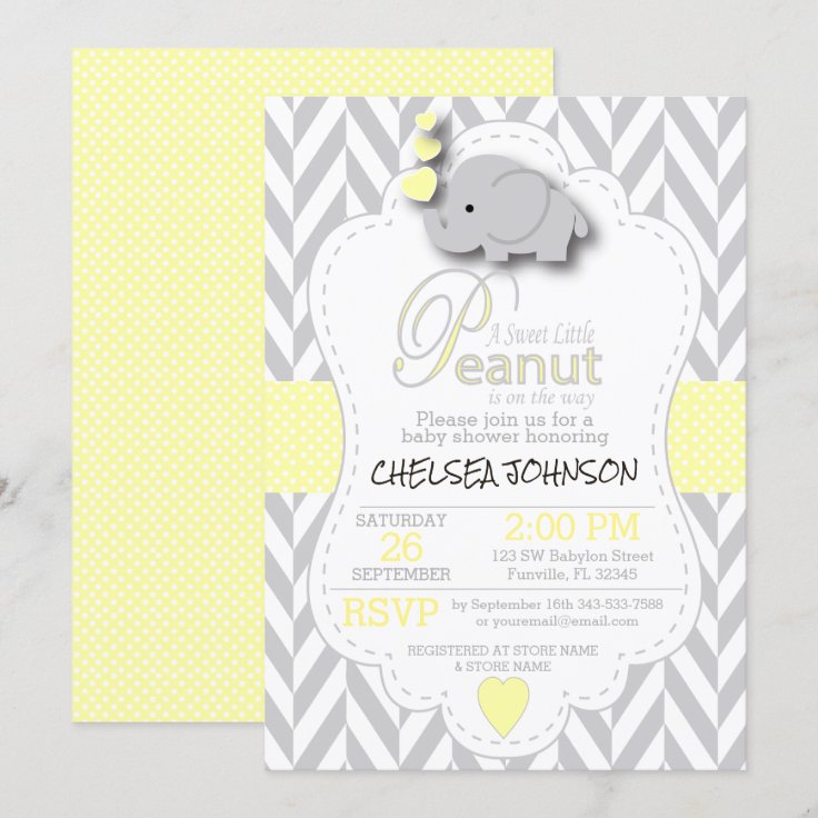 Sweet Little Peanut Elephant Baby Shower Invitation Zazzle