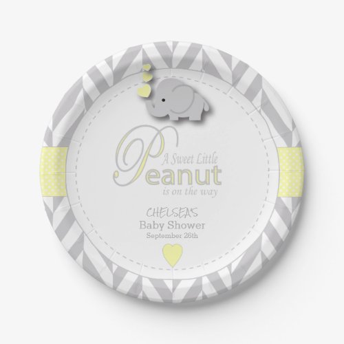 Sweet Little Peanut Elephant Baby Shower Paper Plates