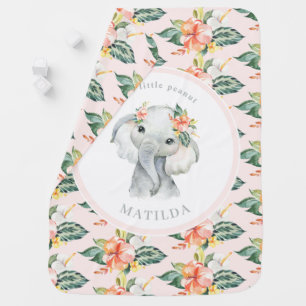 Sweet little peanut elephant floral baby blanket