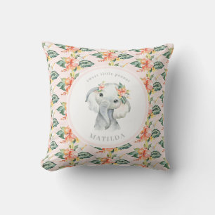 Sweet little peanut elephant floral baby throw pillow