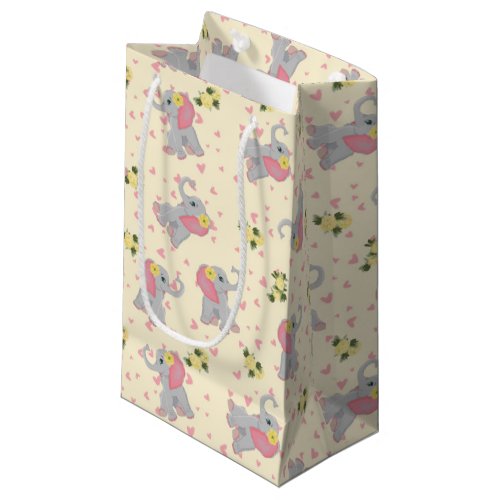 Sweet Little Peanut Elephant Watercolor Floral Small Gift Bag