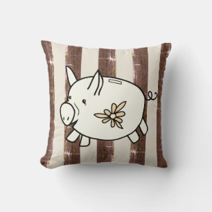 Sweet Little Piggy / Bank Throw Pillow
