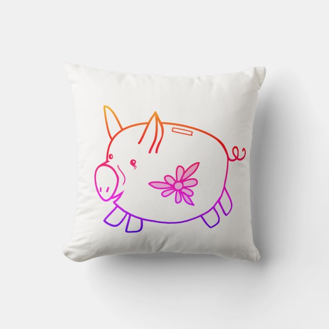 Sweet Little Piggy / Bank Throw Pillow (Front)