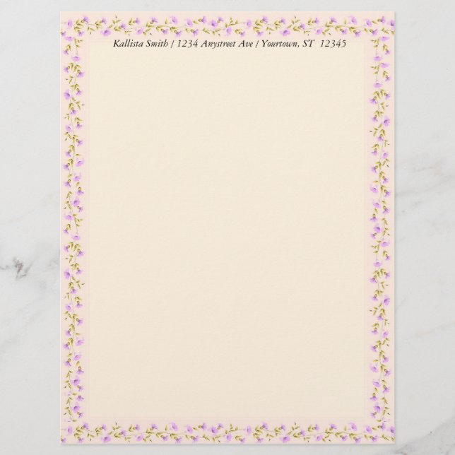 Sweet Little Pink Flowers Stationery Paper (Front)
