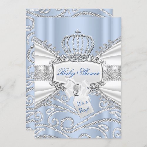 Sweet Little Prince Diamond Boy Baby Shower Invitation