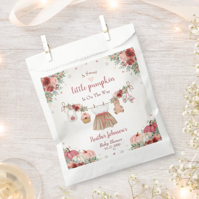 Sweet Little Pumpkin Autumn Baby Shower Favor Bag (Clipped)