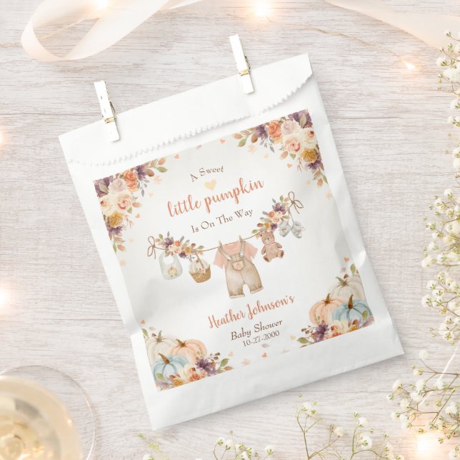 Sweet Little Pumpkin Autumn Baby Shower Favor Bag (Clipped)