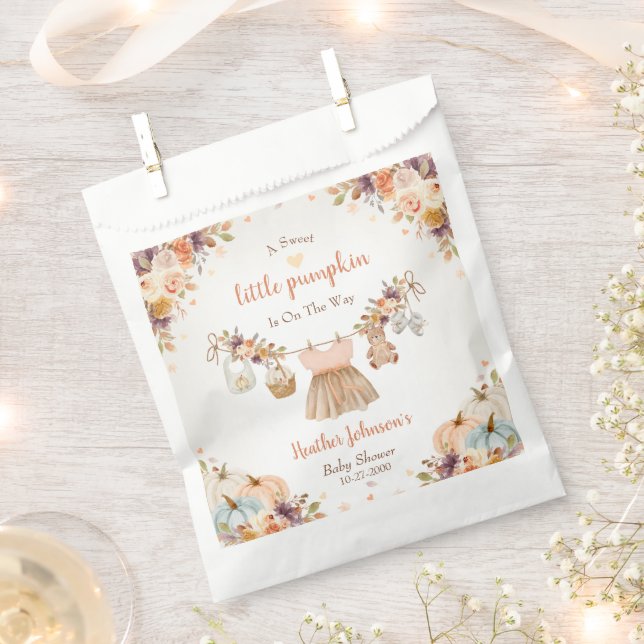 Sweet Little Pumpkin Autumn Baby Shower Favor Bag (Clipped)