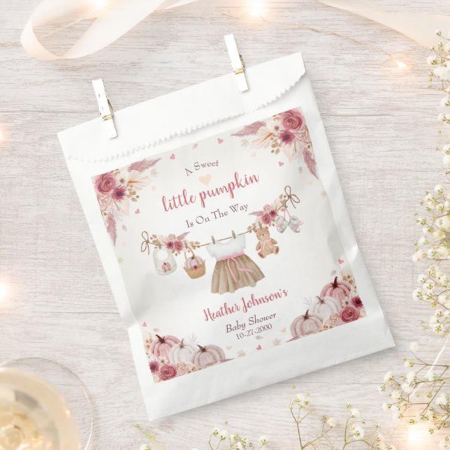 Sweet Little Pumpkin Autumn Baby Shower  Favor Bag (Clipped)
