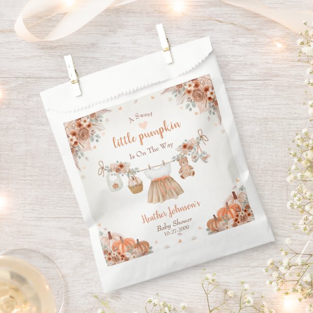 Sweet Little Pumpkin Autumn Baby Shower  Favor Bag (Clipped)