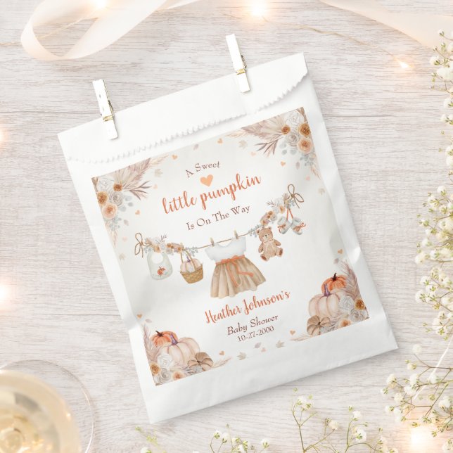 Sweet Little Pumpkin Autumn Baby Shower  Favor Bag (Clipped)