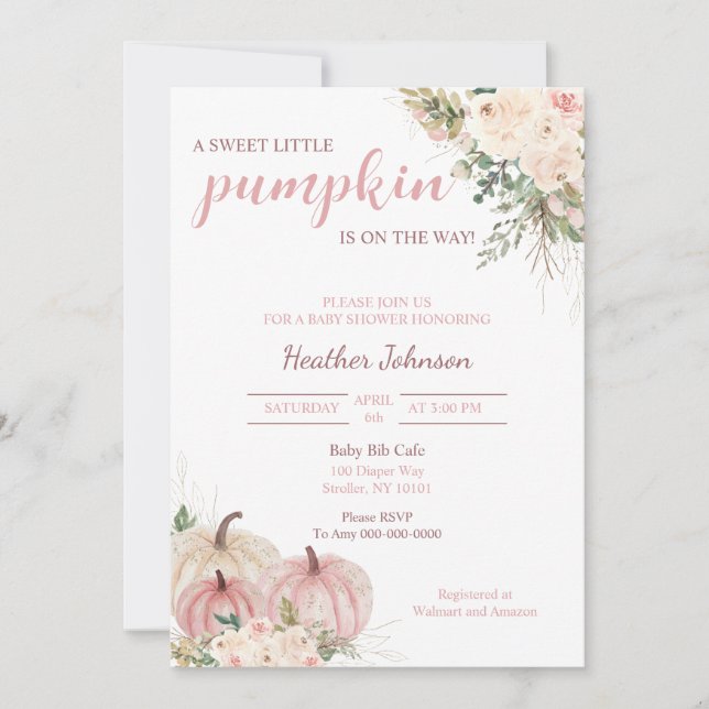 Sweet Little Pumpkin Autumn Baby Shower Invitation (Front)
