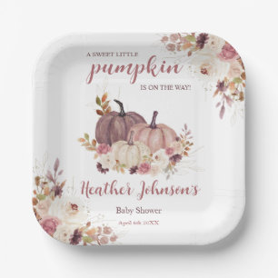 Sweet Little Pumpkin Autumn Baby Shower Invitation Paper Plates