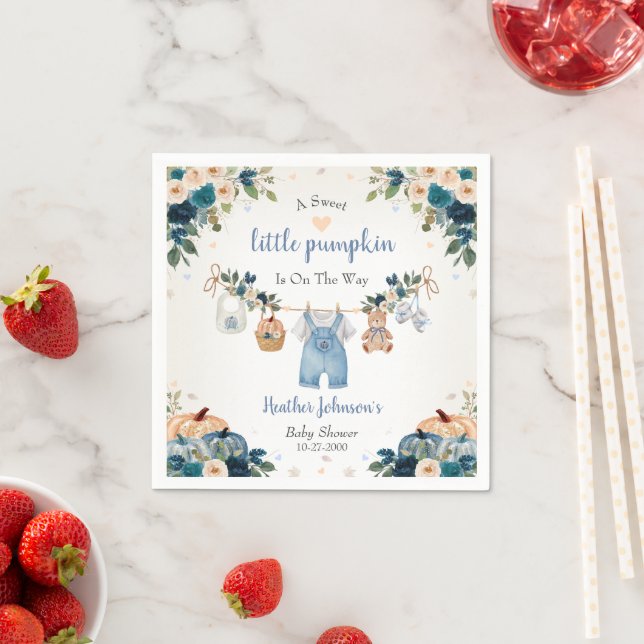 Sweet Little Pumpkin Autumn Baby Shower Napkins (Insitu)