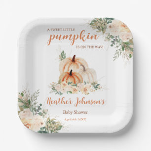 Sweet Little Pumpkin Autumn Baby Shower Paper Plates