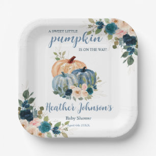 Sweet Little Pumpkin Autumn Baby Shower Paper Plates
