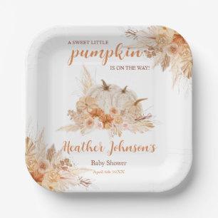 Sweet Little Pumpkin Autumn Baby Shower Paper Plates