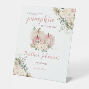 Sweet Little Pumpkin Autumn Baby Shower Pedestal Sign