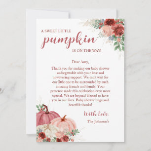 Sweet Little Pumpkin Autumn Baby Shower Thank You Card