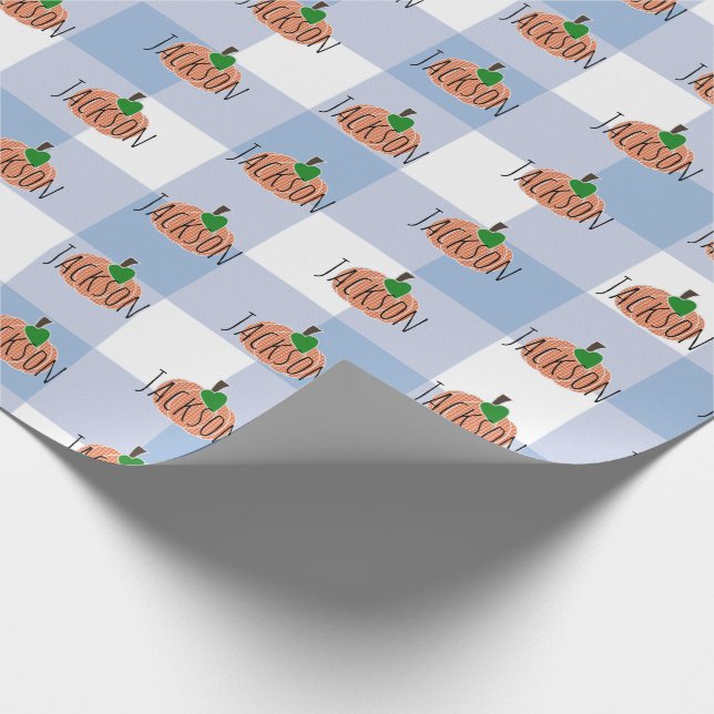 Sweet Little Pumpkin Baby Boy Wrapping Paper (Corner)