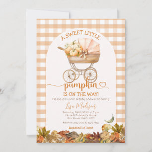 Sweet Little Pumpkin Baby Carriage Baby Shower Invitation