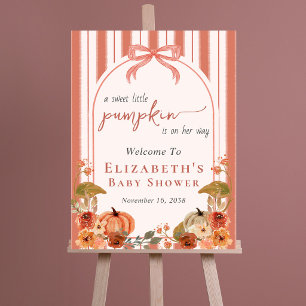 Sweet Little Pumpkin Baby Girl Shower Welcome Sign