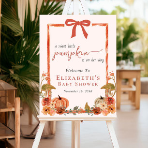 Sweet Little Pumpkin Baby Girl Shower Welcome Sign