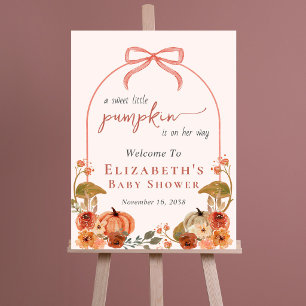 Sweet Little Pumpkin Baby Girl Shower Welcome Sign