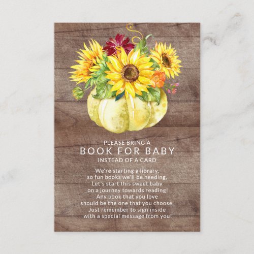 Sweet Little Pumpkin Baby Shower Book for Baby Enclosure Card