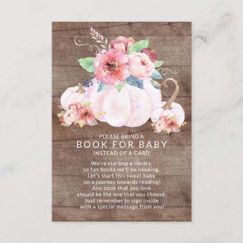 Sweet Little Pumpkin Baby Shower Book for Baby Enclosure Card