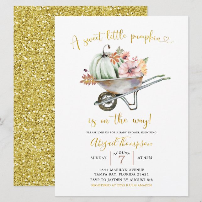 Sweet Little Pumpkin Baby Shower Invitation (Front/Back)