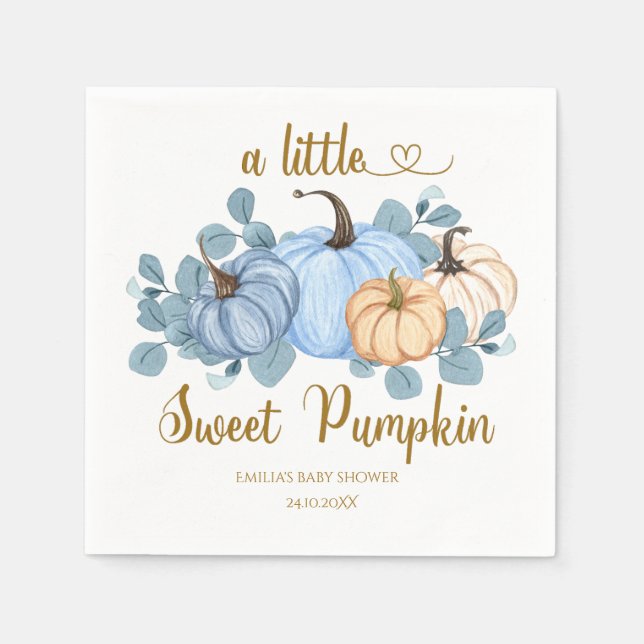 Sweet little pumpkin baby shower napkins (Front)