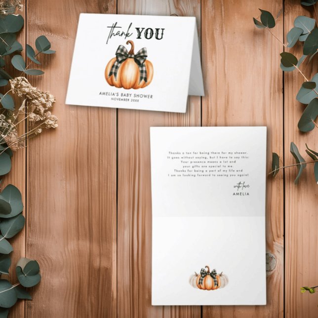 Sweet Little Pumpkin Baby Shower Thank You Card (Creator Uploaded)