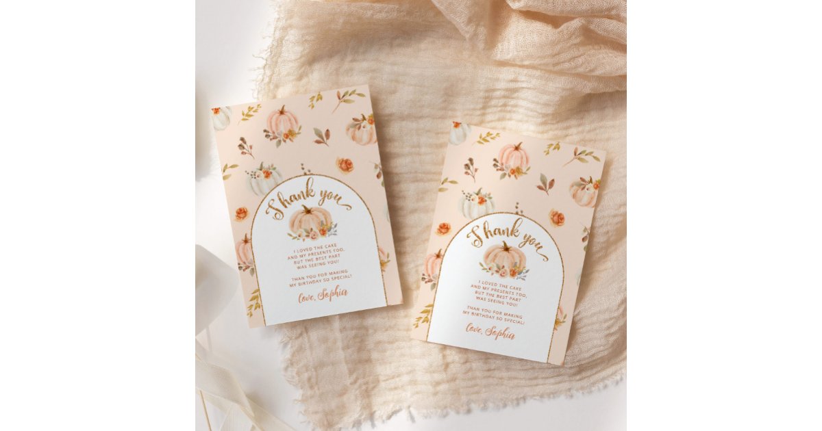 Sweet little pumpkin birthday thank you card | Zazzle