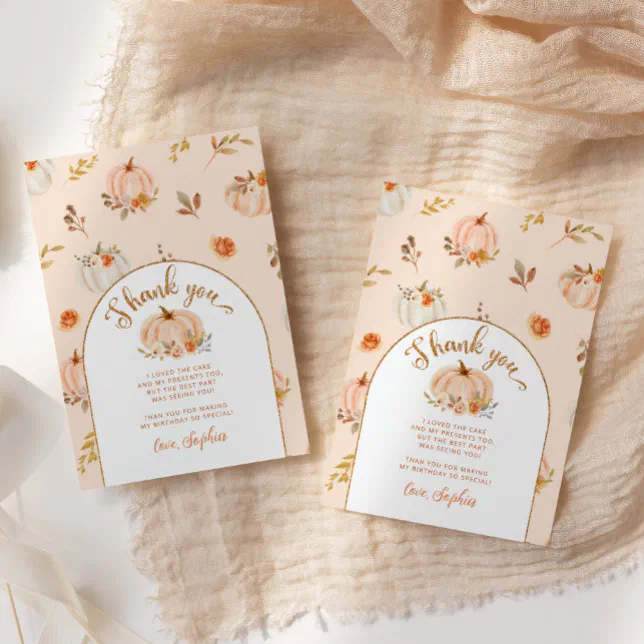 Sweet little pumpkin birthday thank you card | Zazzle