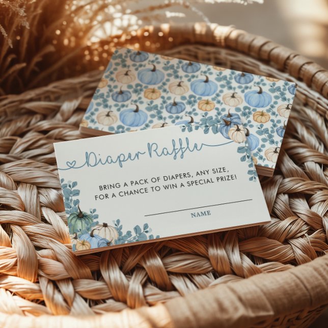 Sweet Little Pumpkin Blue Autumn Diaper Raffle Enclosure Card (Creator Uploaded)