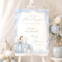 Sweet Little Pumpkin Blue Bow Baby Shower Welcome