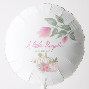 Sweet Little Pumpkin Blush Pink Gold White Floral Balloon